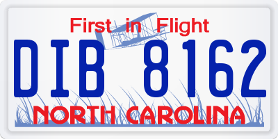 NC license plate DIB8162
