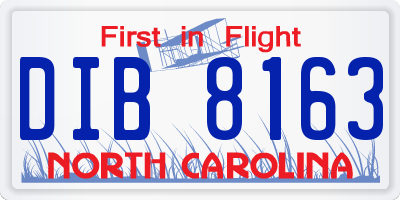 NC license plate DIB8163
