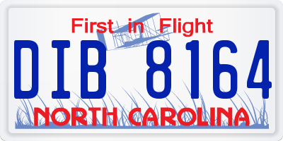 NC license plate DIB8164