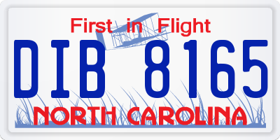 NC license plate DIB8165