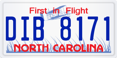 NC license plate DIB8171