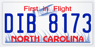 NC license plate DIB8173