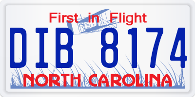 NC license plate DIB8174