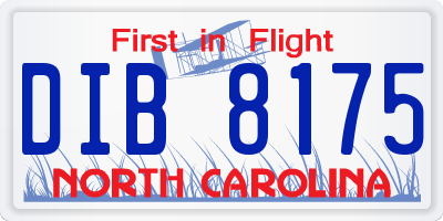 NC license plate DIB8175