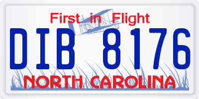 NC license plate DIB8176
