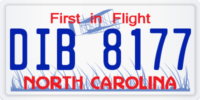 NC license plate DIB8177