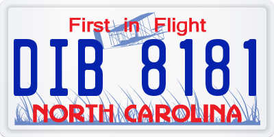NC license plate DIB8181