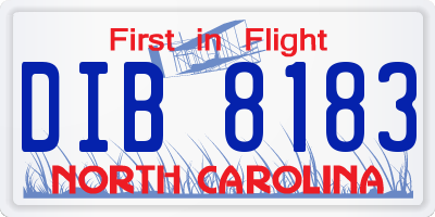 NC license plate DIB8183