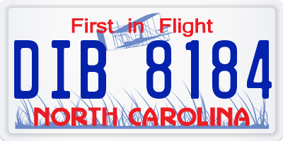 NC license plate DIB8184