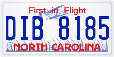 NC license plate DIB8185