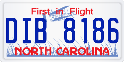 NC license plate DIB8186