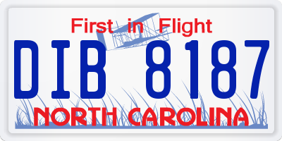 NC license plate DIB8187