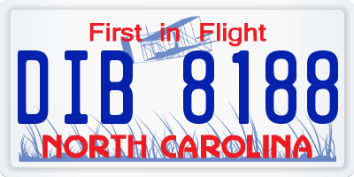 NC license plate DIB8188