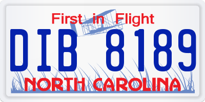 NC license plate DIB8189