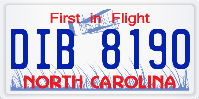 NC license plate DIB8190