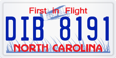 NC license plate DIB8191