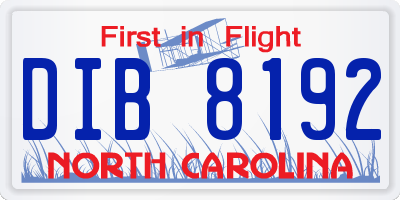 NC license plate DIB8192