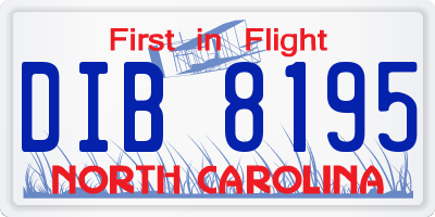 NC license plate DIB8195