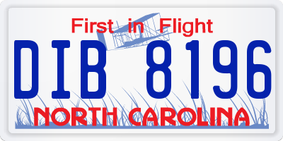 NC license plate DIB8196