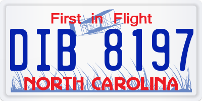 NC license plate DIB8197