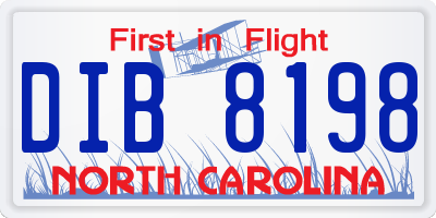 NC license plate DIB8198