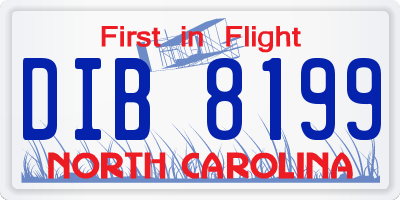 NC license plate DIB8199