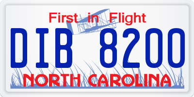 NC license plate DIB8200