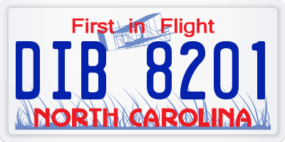 NC license plate DIB8201