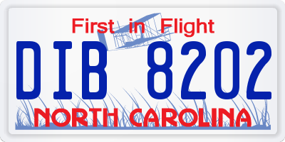 NC license plate DIB8202