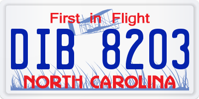 NC license plate DIB8203
