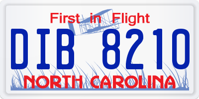NC license plate DIB8210