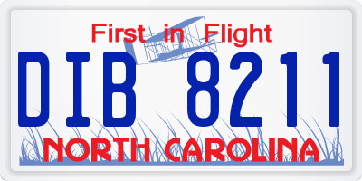 NC license plate DIB8211