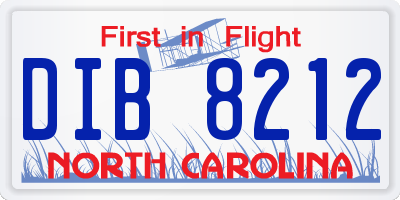 NC license plate DIB8212