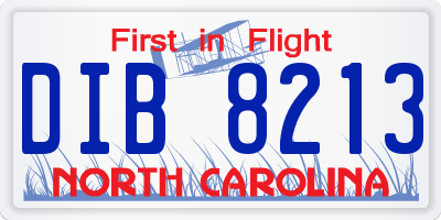 NC license plate DIB8213
