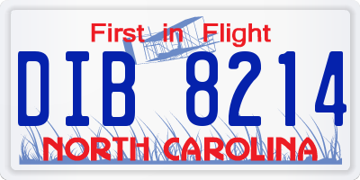NC license plate DIB8214