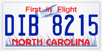 NC license plate DIB8215