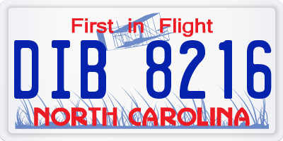 NC license plate DIB8216