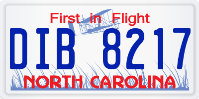 NC license plate DIB8217