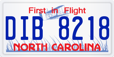 NC license plate DIB8218