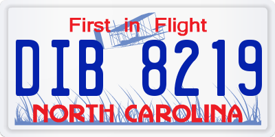 NC license plate DIB8219