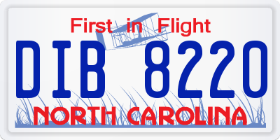 NC license plate DIB8220
