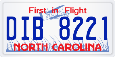 NC license plate DIB8221