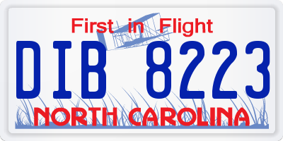 NC license plate DIB8223