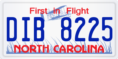 NC license plate DIB8225