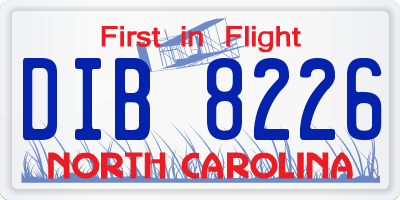NC license plate DIB8226