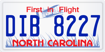 NC license plate DIB8227