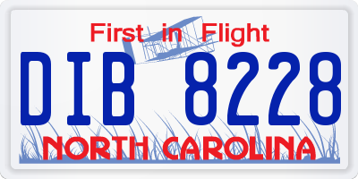 NC license plate DIB8228