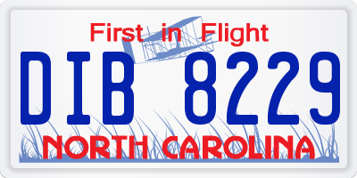 NC license plate DIB8229