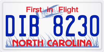 NC license plate DIB8230