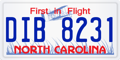 NC license plate DIB8231